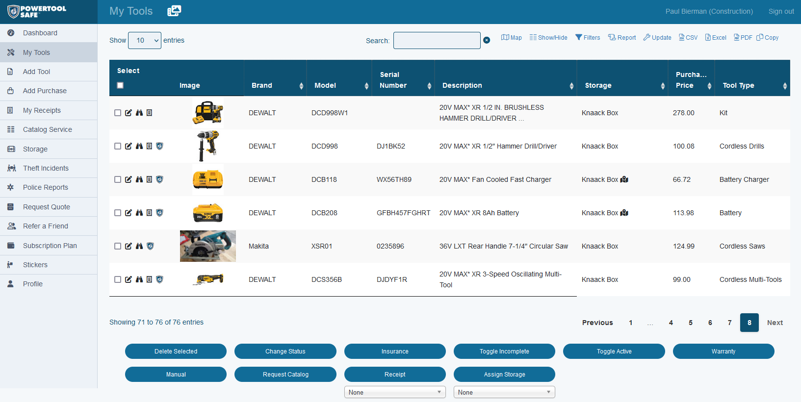 Complete tool records