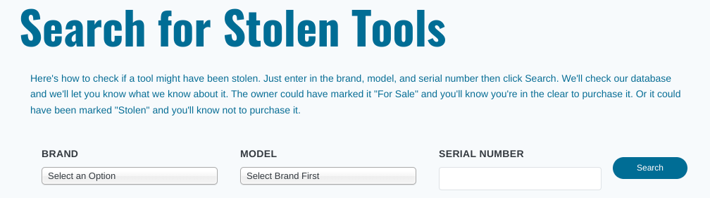 Image of stolen tool search